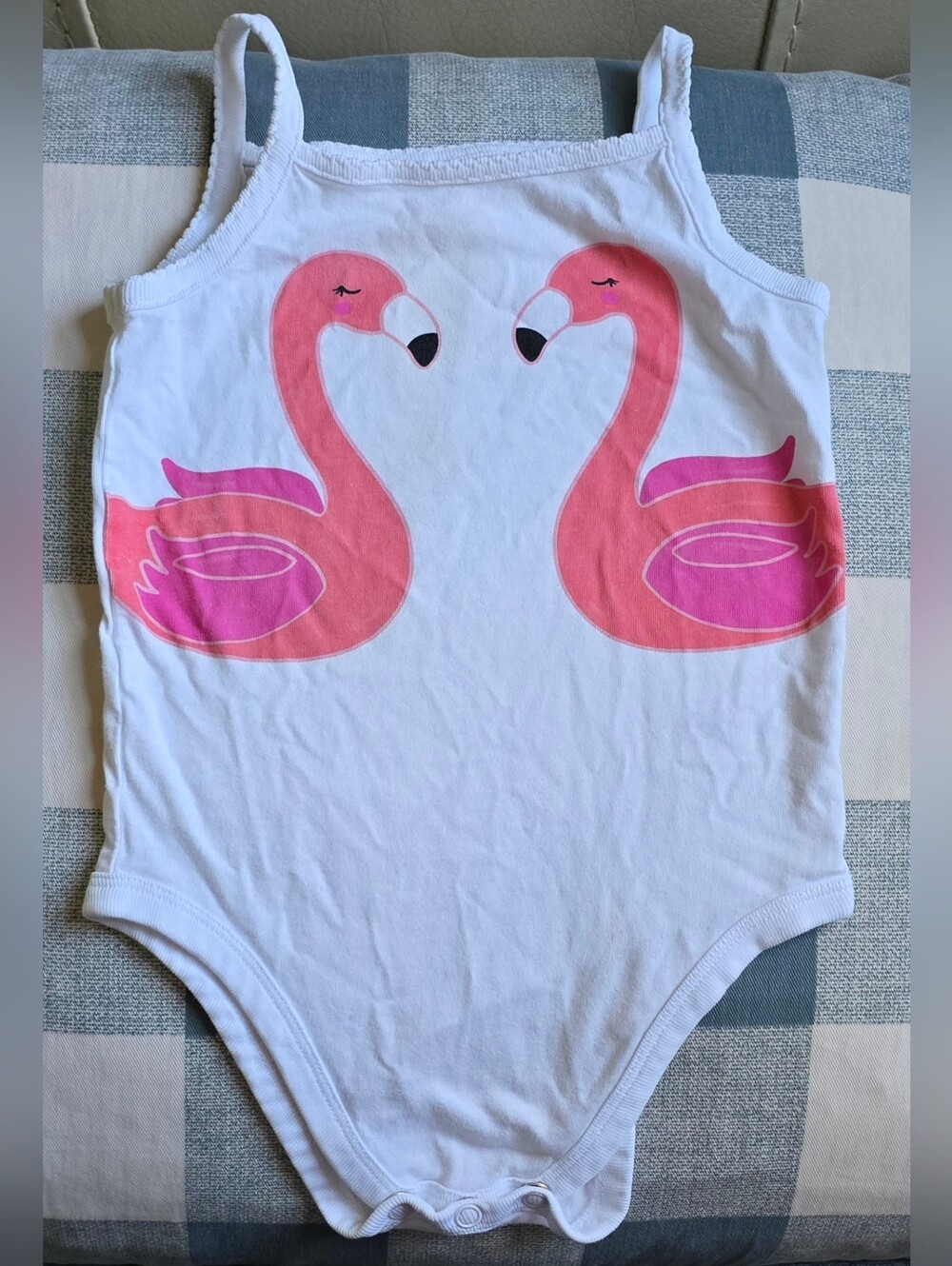 Garanimals Baby Girl Onesie Size 24 Months White Pink Flamingos